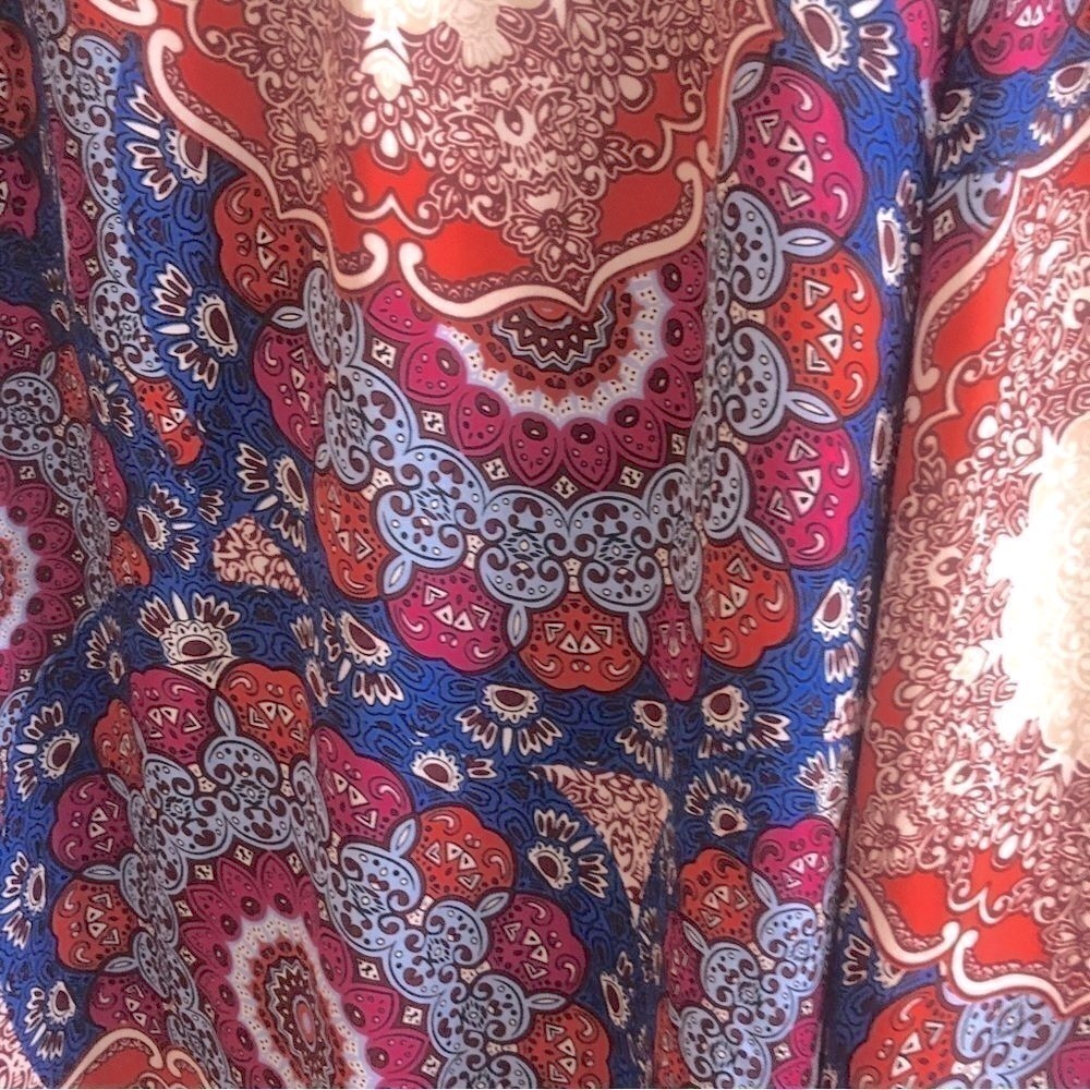 Laundry Blue Red Floral Asymmetrical Hem Chiffon Skirt - Picture 3 of 5